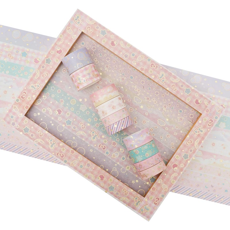 YUBX Creative Washi Tape Set 10 Rolls Gold Foil Print Decorative Masking Tapes for Arts, DIY Crafts, Journals, Planners, Scrapbook, Wrapping (Cute Sweety) - Image 3